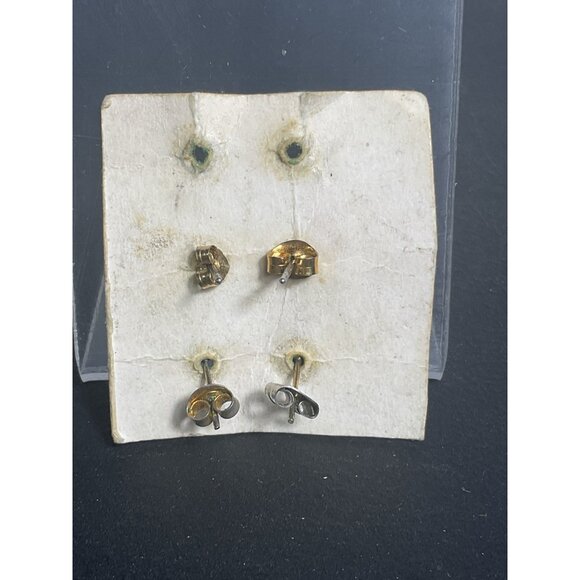 Vintage Genuine CZ Stud Earrings Set - Picture 2 of 2
